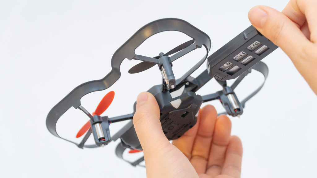 An example of how the CoDrone EDU battery is inserted into the CoDrone EDU