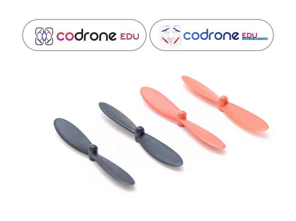 CoDrone EDU battery, two clockwise, two counter-clockwise on a white background