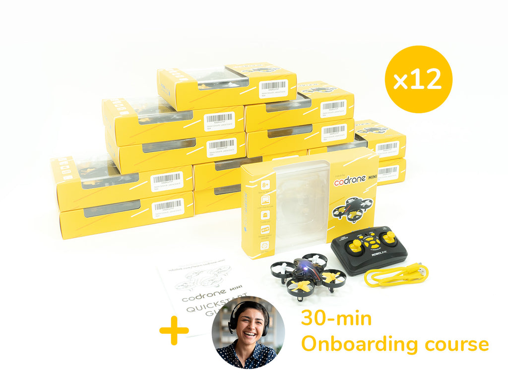 CoDrone Mini classroom set of 12 kits, programmable with Python and Blockly