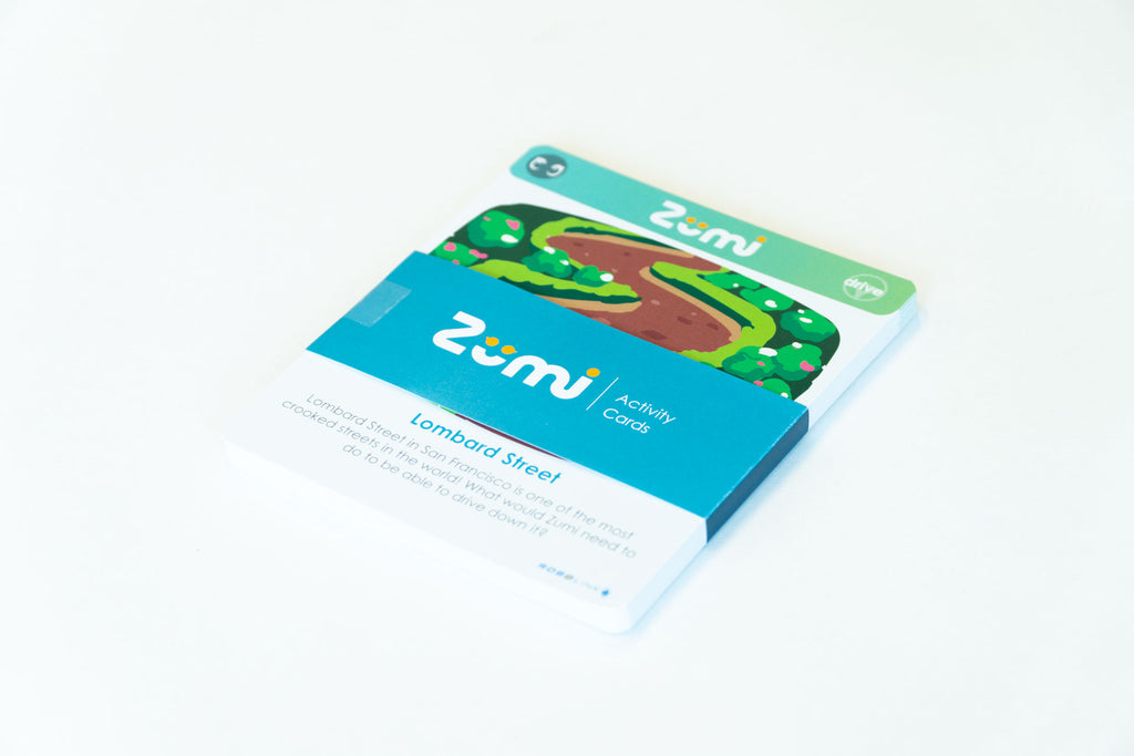 Zumi activity cards wrapped in a stack